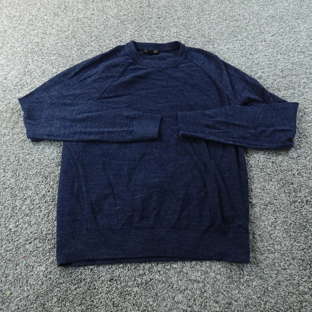 Banana Republic Sweater Mens S Blue Organic Cotton Raglan Crewneck Pullover Cozy